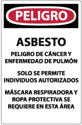 NMC - "Danger - Asbestos", 20" Long x 14" Wide, Paper Safety Sign - Rectangle, Use for Hazardous Materials - Makers Industrial Supply