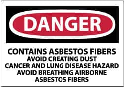 NMC - "Danger - Contains Asbestos Fibers - Avoid Creating Dust - Cancer and Lung Disease Hazard - Avoid Breathing Airborne...", 3" Long x 5" Wide, Pressure-Sensitive Vinyl Safety Sign - Rectangle, 0.004" Thick, Use for Hazardous Materials - Makers Industrial Supply