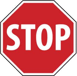 NMC - "Stop", 18" Wide x 18" High, Plastic Stop & Yield Signs - 0.05" Thick, White on Red, Round, Post Mount - Makers Industrial Supply