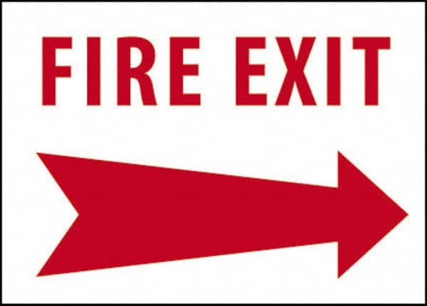 NMC - Fire Exit, Pressure Sensitive Vinyl Fire Sign - 14" Wide x 10" High - Makers Industrial Supply