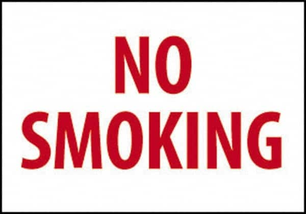 NMC - "No Smoking", 10" Long x 14" Wide, Pressure-Sensitive Vinyl Safety Sign - Rectangle, 0.004" Thick, Use for Smoking Regulations - Makers Industrial Supply