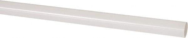 Made in USA - 8' Long, 1/2" Diam, PVDF Plastic Rod - White - Makers Industrial Supply