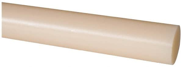 Made in USA - 8' Long, 1-3/8" Diam, Nylon 6/6 Plastic Rod - Natural (Color) - Makers Industrial Supply