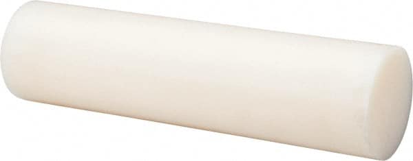 Made in USA - 2' Long, 2-1/2" Diam, Nylon 6/6 Plastic Rod - Natural (Color) - Makers Industrial Supply