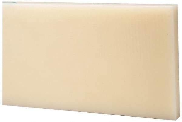 Made in USA - 1 Ft. Long x 6 Inch Wide x 1-1/2 Inch High, Nylon, Rectangular Plastic Bar - Natural - Makers Industrial Supply