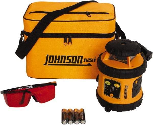 Johnson Level & Tool - 800' (Exterior) Measuring Range, 1/8" at 50' Accuracy, Self-Leveling Rotary Laser - ±3° Self Leveling Range, 200, 400 & 600 RPM, 2 Beams, AA Battery Included - Makers Industrial Supply