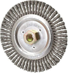 Weiler - 6" OD, 5/8" Arbor Hole, Stringer Bead Steel Wheel Brush - 1/2" Face Width, 1-1/4" Trim Length, 0.023" Filament Diam, 12,500 RPM - Makers Industrial Supply