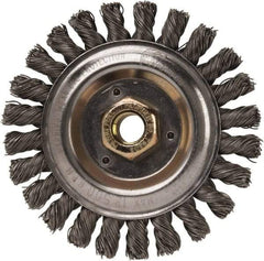 Weiler - 5" OD, 5/8" Arbor Hole, Stringer Bead Steel Wheel Brush - 1/2" Face Width, 7/8" Trim Length, 0.023" Filament Diam, 12,500 RPM - Makers Industrial Supply