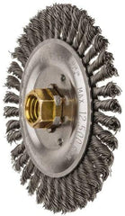 Weiler - 5" OD, 5/8" Arbor Hole, Stringer Bead Steel Wheel Brush - 3/16" Face Width, 7/8" Trim Length, 0.02" Filament Diam, 12,500 RPM - Makers Industrial Supply