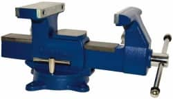 Gibraltar - 6-1/2" Jaw Width x 7" Jaw Opening Capacity, 4" Throat Depth, Bench & Pipe Combination Vise - 1/8 to 3-1/2" Pipe Capacity, Swivel Base, Bolt Down Attachment, Ductile Iron - Makers Industrial Supply