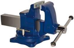 Gibraltar - 5" Jaw Width, 8" Opening Capacity, 5" Throat Depth, Ductile Iron Swivel Bench Vise - Bolt Down Base Attachment - Makers Industrial Supply