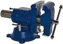 Gibraltar - 5" Jaw Width x 5" Jaw Opening Capacity, 4" Throat Depth, Bench & Pipe Combination Vise - 1/8 to 3-1/2" Pipe Capacity, Swivel Base, Bolt Down Attachment, Ductile Iron - Makers Industrial Supply