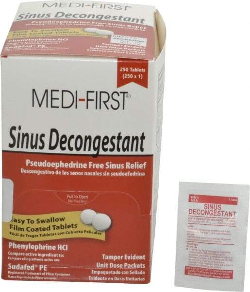 Medique - Medi-First Sinus Decongestant Tablets - Sinus Relief - Makers Industrial Supply