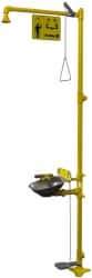 Bradley - 1-1/4" Inlet, 26 GPM shower Flow, Drench shower, Eye & Face Wash Station - Bowl, Triangular Pull Rod, Push Flag & Foot Treadle Activated, Galvanized Steel Pipe, Plastic Shower Head, 3 GPM Bowl Flow, Corrosion Resistant, Top or Mid Supply - Makers Industrial Supply