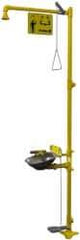 Bradley - 1-1/4" Inlet, 26 GPM shower Flow, Drench shower & Eyewash Station - Bowl, Triangular Pull Rod, Push Flag & Foot Treadle Activated, Galvanized Steel Pipe, Plastic Shower Head, 0.4 GPM Bowl Flow, Corrosion Resistant, Top or Mid Supply - Makers Industrial Supply