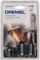 Dremel - 8 Piece Aluminum Oxide Garden/Lawn Mower/Chain Saw Sharpener, Gauge, Spacers, Wrench and Stones Kit - Makers Industrial Supply