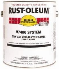 Rust-Oleum - 1 Gal White High Gloss Finish Alkyd Enamel Paint - 230 to 425 Sq Ft per Gal, Interior/Exterior, Direct to Metal, <340 gL VOC Compliance - Makers Industrial Supply