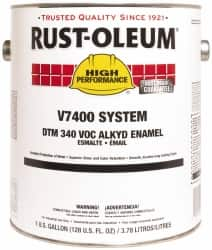 Rust-Oleum - 1 Gal Black Flat Finish Alkyd Enamel Paint - 230 to 425 Sq Ft per Gal, Interior/Exterior, Direct to Metal, <340 gL VOC Compliance - Makers Industrial Supply