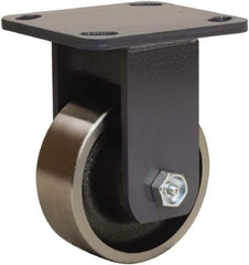 Hamilton - 4" Diam x 1-1/2" Wide x 5-5/8" OAH Top Plate Mount Rigid Caster - Forged Steel, 1,400 Lb Capacity, Straight Roller Bearing, 4 x 4-1/2" Plate - Makers Industrial Supply