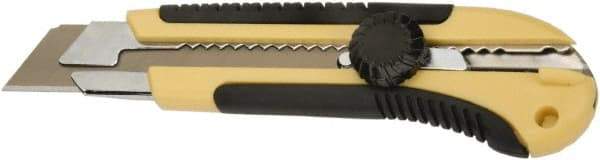 Ability One - Snap Utility Knife - 4-1/2" Steel Blade, Yellow Die Cast Handle, 5 Blades Included - Makers Industrial Supply