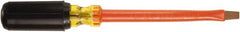 Ampco - 5/16" Blade Width, 10-1/4" OAL Standard Slotted Screwdriver - 6" Blade Length, Round Shank, Acetate with Rubber Grip Handle - Makers Industrial Supply