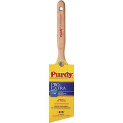 Purdy - 2-1/2" Angled Nylon/Polyester General Purpose Paint Brush - 3-3/16" Bristle Length, 7-1/4" Wood Fluted Handle - Makers Industrial Supply