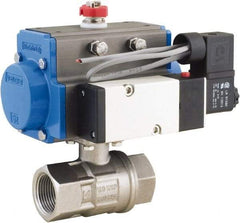 BONOMI - 3" Pipe, 1,000 psi WOG Rating 316 Stainless Steel Pneumatic Double Acting with Solenoid Actuated Ball Valve - PTFE Seal, Full Port, 150 psi WSP Rating, NPT End Connection - Makers Industrial Supply