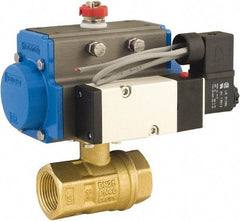 BONOMI - 2" Pipe, 600 psi WOG Rating Brass Pneumatic Double Acting with Solenoid Actuated Ball Valve - PTFE Seal, Full Port, 150 psi WSP Rating, NPT End Connection - Makers Industrial Supply