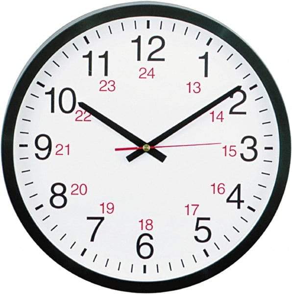 UNIVERSAL - 11-1/2 Inch Diameter, White Face, Dial Wall Clock - Analog Display, Black Case, Runs on AA Battery - Makers Industrial Supply