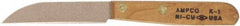 Ampco - 3-1/8" Long Blade, Nickel-Tin-Copper Alloy, Fine Edge, Fixed Blade Knife - 6.75" OAL, Wood Handle - Makers Industrial Supply