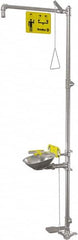 Bradley - 1-1/4" Inlet, 22 GPM shower Flow, Drench shower, Eye & Face Wash Station - Bowl, Triangular Pull Rod, Push Handle & Foot Pedal Activated, Stainless Steel Pipe, 316 Stainless Steel Shower Head, 5.1 GPM Bowl Flow, Corrosion Resistant - Makers Industrial Supply