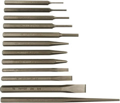 Mayhew - 12 Piece Punch & Chisel Set - 1/4 to 5/8" Chisel, 1/8 to 3/8" Punch, Hex Shank - Makers Industrial Supply