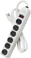 FELLOWES - 6 Outlets, 120 Volts, 15 Amps, 6' Cord, Standard Power Outlet Strip - Floor Mount, 5-15R NEMA Configuration - Makers Industrial Supply