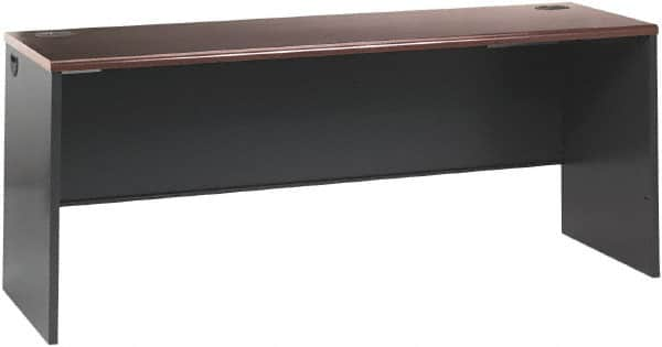 Hon - Steel-Reinforced High-Pressure Laminate/Metal Desk Shell - 60" Wide x 30" Deep x 29" High, Mahogany/Charcoal - Makers Industrial Supply