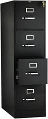 Hon - 15" Wide x 52" High x 26-1/2" Deep, 4 Drawer Vertical File with Lock - Steel, Black - Makers Industrial Supply