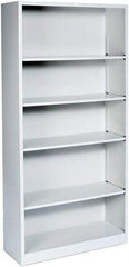 Hon - 5 Shelf, 71" High x 34" Wide Bookcase - 12" Deep, Steel, Light Gray - Makers Industrial Supply