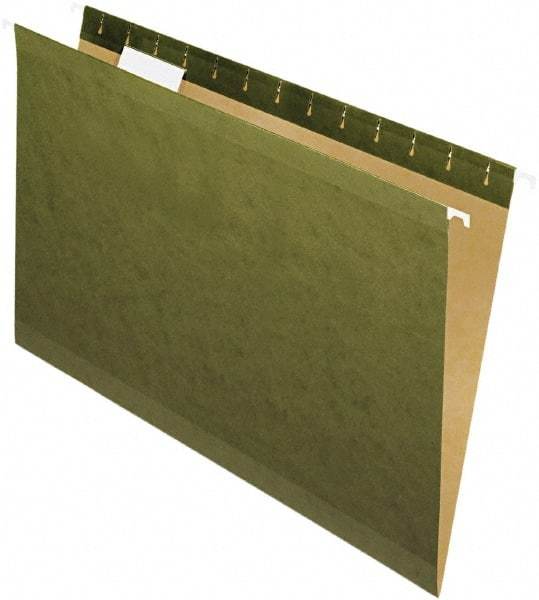 Pendaflex - 8-1/2 x 14", Legal, Standard Green, Standard Hanging File Folders - 11 Point Stock, 1/5 Tab Cut Location - Makers Industrial Supply