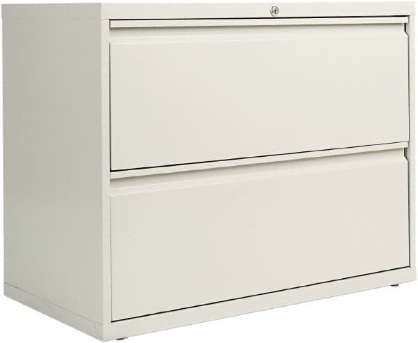 ALERA - 36" Wide x 29" High x 19-1/4" Deep, 2 Drawer Lateral File with Lock - Steel, Light Gray - Makers Industrial Supply