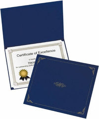 OXFORD - 5 Piece Dark Blue Document Holders-Certificate/Document - 9-3/4" High x 12-1/2" Wide - Makers Industrial Supply