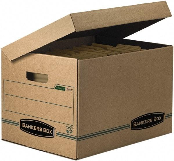 BANKERS BOX - 1 Compartment, 12 Inch Wide x 15 Inch Deep x 10 Inch High, File Storage Box - Paper, Kraft and Green - Makers Industrial Supply