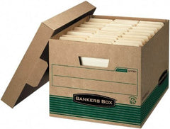 BANKERS BOX - 1 Compartment, 12 Inch Wide x 15 Inch Deep x 10 Inch High, File Storage Box - Paper, Kraft and Green - Makers Industrial Supply