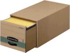 BANKERS BOX - 1 Compartment, 15 Inch Wide x 23 Inch Deep x 10 Inch High, File Storage Box - 1 Ply Side, 2 Ply Bottom, 2 Ply End, Kraft and Green - Makers Industrial Supply