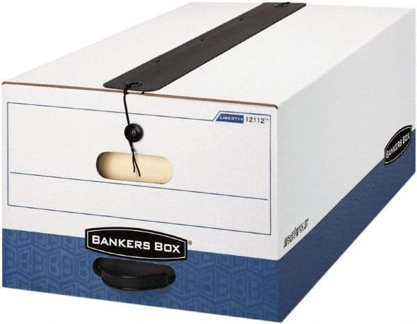 BANKERS BOX - 1 Compartment, 15 Inch Wide x 24 Inch Deep x 10 Inch High, File Storage Box - Paper, White and Blue - Makers Industrial Supply