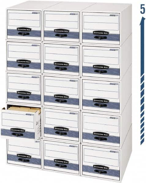 BANKERS BOX - 1 Compartment, 15 Inch Wide x 23 Inch Deep x 10 Inch High, File Storage Box - Steel Wire Frame, White and Blue - Makers Industrial Supply