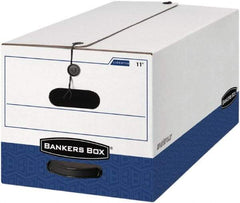 BANKERS BOX - 1 Compartment, 15 Inch Wide x 24 Inch Deep x 10 Inch High, File Storage Box - 1 Ply Side, 2 Ply Bottom, 2 Ply End, White and Blue - Makers Industrial Supply