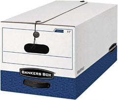 BANKERS BOX - 1 Compartment, 12 Inch Wide x 24 Inch Deep x 10 Inch High, File Storage Box - 1 Ply Side, 2 Ply Bottom, 2 Ply End, White and Blue - Makers Industrial Supply