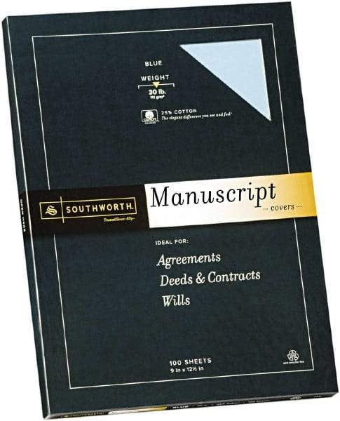 Southworth - 12-1/2" Long x 9" Wide Manuscript Cover - Blue - Makers Industrial Supply