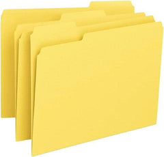 Samsill - 8-1/2 x 11", Letter Size, Yellow, File Folders with Top Tab - 11 Point Stock, 1/3 Tab Cut Location - Makers Industrial Supply