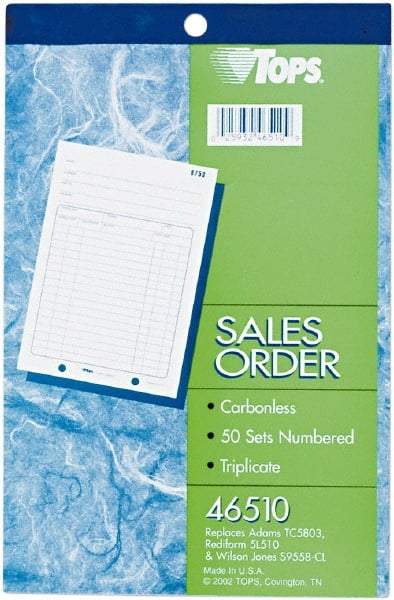 TOPS - 50 Sheet, 5-9/16 x 7-15/16", Sales Order Book - White - Makers Industrial Supply