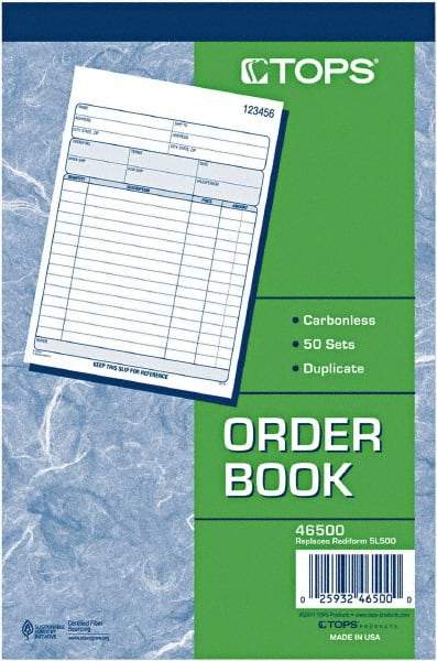 TOPS - 50 Sheet, 5-9/16 x 7-15/16", Sales Order Book - White - Makers Industrial Supply